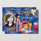 Karnevals-Stelze-Wanderer-Zuckerwatte danken Ihnen Dankeskarte (Vorne/Hinten)