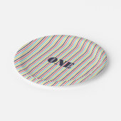 Karnevals-Streifen-Pappteller {Editable Text} Pappteller (Schrägansicht)