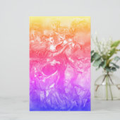 KARNEVALS-TANZ Maskerade-Tänzer-Rosa-Gelb-Blau Briefpapier (Stehend Vorderseite)