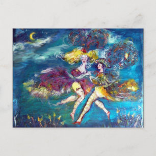 KARNEVALS-TANZEN IN DER NACHT EINLADUNGSPOSTKARTE