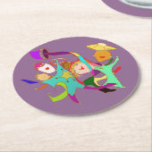 Karnevals-Tänzer auf Lila Runder Pappuntersetzer (Angewinkelt)