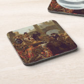 Karnevals-Zeit in Rom, 1653 (Öl auf Leinwand) Getränkeuntersetzer (Linke Seite)