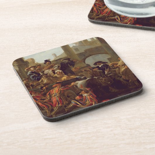 Karnevals-Zeit in Rom, 1653 (Öl auf Leinwand) Getränkeuntersetzer (Linke Seite)