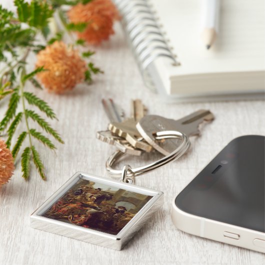 Karnevals-Zeit in Rom, 1653 (Öl auf Leinwand) Schlüsselanhänger (Seite)