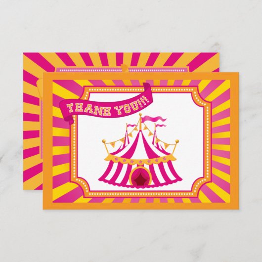 Karnevals-Zelt orange und rosa | danken Ihnen Dankeskarte (Vorne/Hinten)