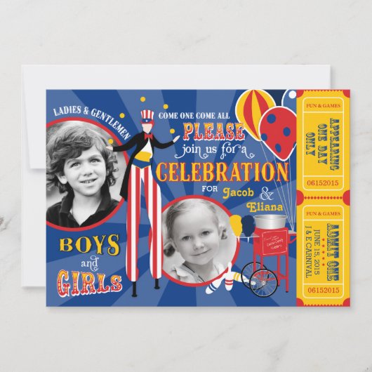 Karnevals-Zirkus-jonglierender Einladung (Vorderseite)