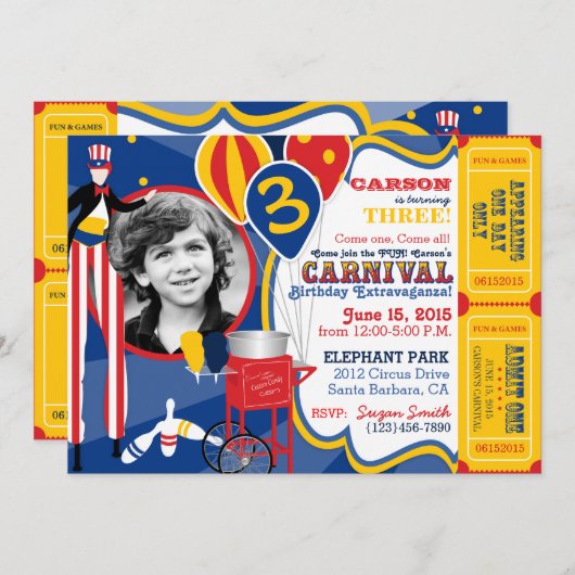 Karnevals-Zirkus-jonglierender Einladung (Vorne/Hinten)