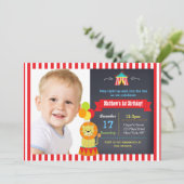 Karnevals-Zirkus-Löwe Bigtop Einladung (Stehend Vorderseite)