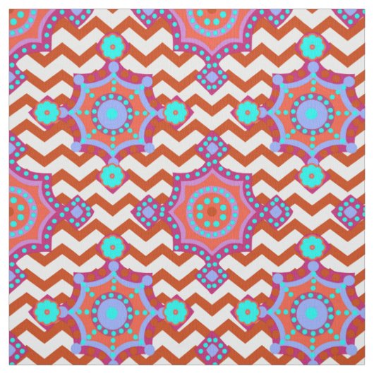 Karnevalsfarben | Zickzack Boho Pattern Stoff (Muster)