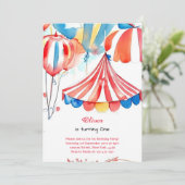 Karnevalskreis Wasserfarbe 1. Geburtstag Einladung (Stehend Vorderseite)