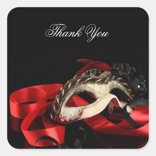 Karnevalslabel Masquerade Quadratischer Aufkleber (Vorderseite)