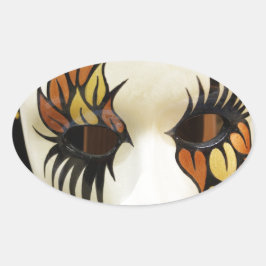 Karnevalsmaske der jungen Keramik Ovaler Aufkleber