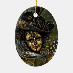 Karnevalsmaske Green Damask Ornament