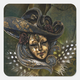 Karnevalsmaske - Green N Gold Damask Stickers