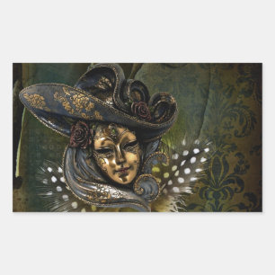 Karnevalsmaske - Green N Gold Damask Stickers