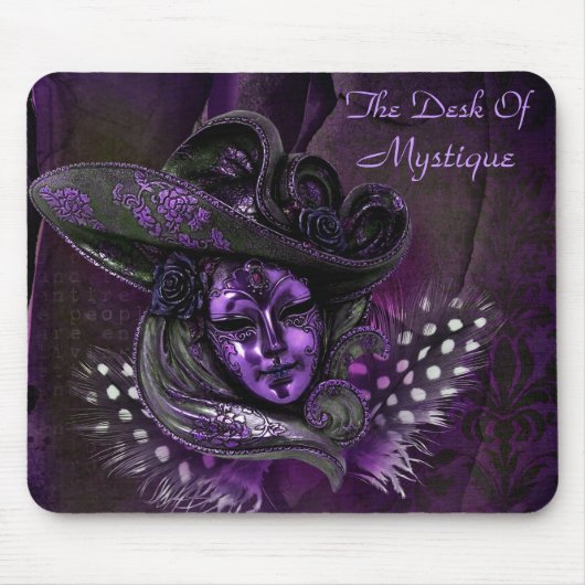 Karnevalsmaske - Lila Damask Mousepad (Vorne)