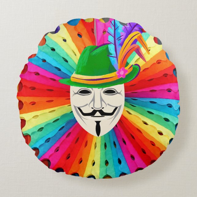 Karnevalsmaske Rundes Kissen (Vorderseite)