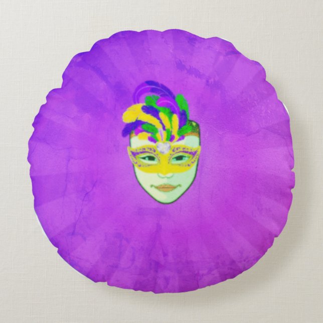 Karnevalsmaske Rundes Kissen (Vorderseite)