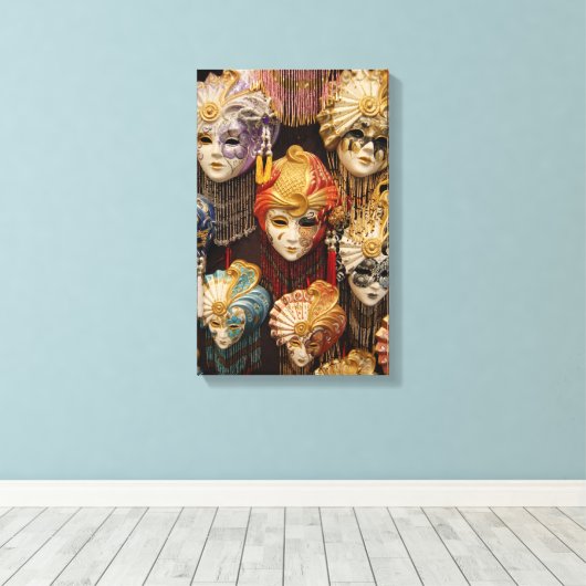 Karnevalsmasken in Venedig Leinwanddruck (Insitu (Holzboden))