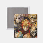 Karnevalsmasken in Venedig Magnet (Vorderseite/Rückseite)