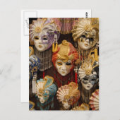 Karnevalsmasken in Venedig Postkarte (Vorne/Hinten)