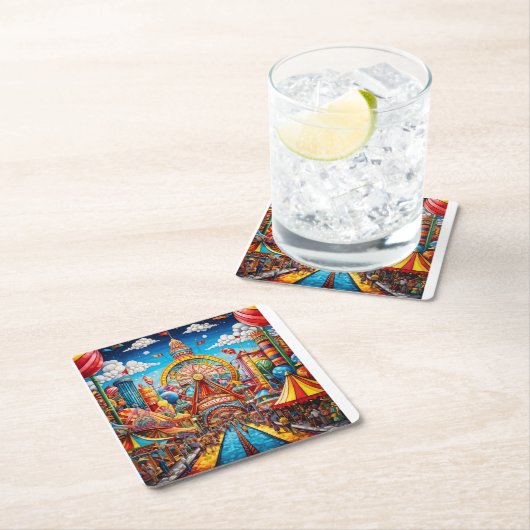 Karnevalspapier-Untersetzer Rechteckiger Pappuntersetzer (Vor Ort)