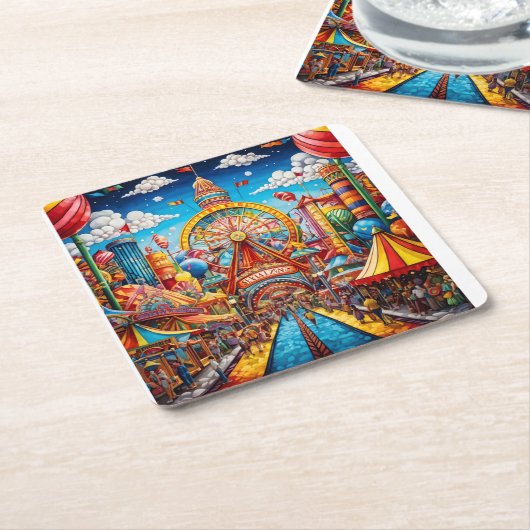 Karnevalspapier-Untersetzer Rechteckiger Pappuntersetzer (angewinkelt)