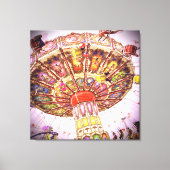 Karnevalsschwingenfahrt Rosa Himmel Vintages Foto  Leinwanddruck (Vorderseite)