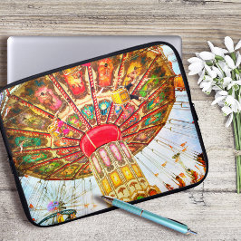 Karnevalsschwingenfahrt Vintage retroblaue Himmels Laptopschutzhülle