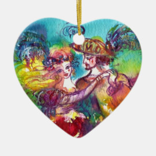 KARNEVALSTANZ  BLAUER SAPHIR-HERZ KERAMIKORNAMENT