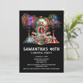 Karnevalszelt Ringmaster Nachtfeuerfest Einladung (Stehend Vorderseite)