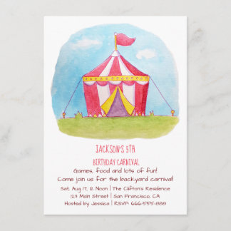 Karnevalwatercolor-Geburtstags-Party Einladungen