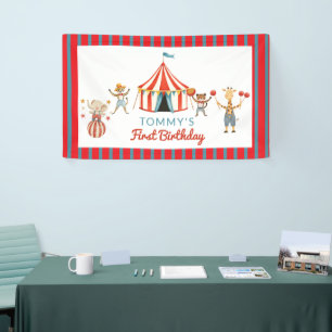 Karnival Tiere Erstes Geburtstagsdekoration Banner