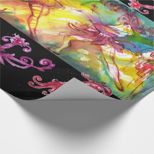 KARNIVALBALLEIN MIT LILA, ROTEN WIRBEL GESCHENKPAPIER (Ecke)