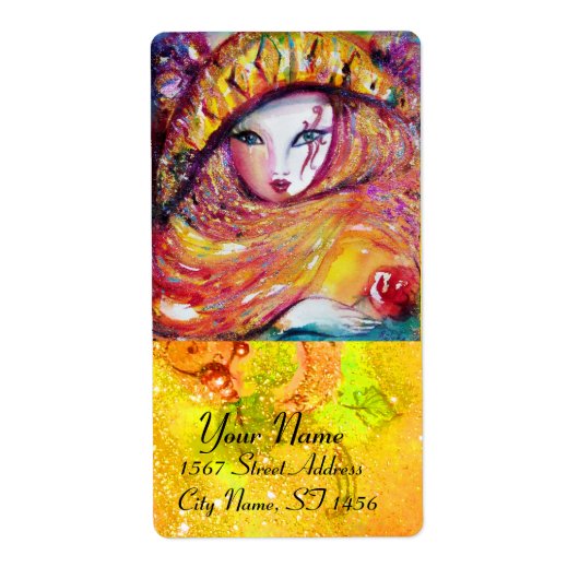 KARNIVALMASK IM GELBEN MIT ROTE ROSE (Vorne)
