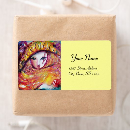 KARNIVALMASK IM GELBEN MIT ROTE ROSE (Insitu)