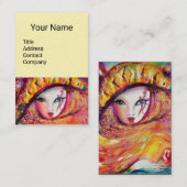 KARNIVALMASK IM GELBEN MIT ROTE ROSE Creme Visitenkarte (Vorne/Hinten)