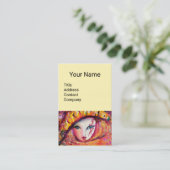 KARNIVALMASK IM GELBEN MIT ROTE ROSE Creme Visitenkarte (Stehend Vorderseite)