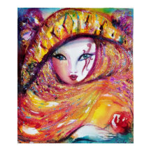 KARNIVALMASK IM GELBEN MIT ROTE ROSE