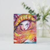 KARNIVALMASK IM GELBEN MIT ROTE ROSE POSTKARTE (Stehend Vorderseite)