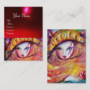 KARNIVALMASK IM GELBEN MIT ROTE ROSE Ruby Visitenkarte