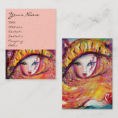 KARNIVALMASK IM GELBEN MIT ROTE ROSE VISITENKARTE (Vorne/Hinten)