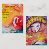 KARNIVALMASK IM GELBEN MIT ROTE ROSE VISITENKARTE (Vorne/Hinten)