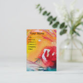 KARNIVALMASK IM GELBEN MIT ROTE ROSE VISITENKARTE (Stehend Vorderseite)