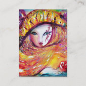 KARNIVALMASK IM GELBEN MIT ROTE ROSE VISITENKARTE (Rückseite)