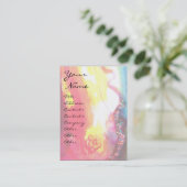 KARNIVALMASK IM GELBEN MIT ROTE ROSE VISITENKARTE (Stehend Vorderseite)