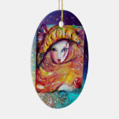 KARNIVALMASK IN GOLDGELB MIT ROTE ROSE KERAMIKORNAMENT (Rechts)