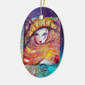 KARNIVALMASK IN GOLDGELB MIT ROTE ROSE KERAMIKORNAMENT (Links)