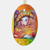 KARNIVALMASK IN GOLDGELB MIT ROTE ROSE KERAMIKORNAMENT (Links)