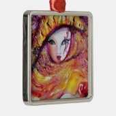 KARNIVALMASK IN GOLDGELB MIT ROTE ROSE SILBERNES ORNAMENT (Rechts)